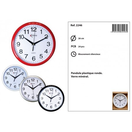 PENDULE PLASTIQUE RONDE VERRE MINERALD26