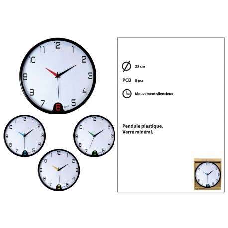 PENDULE PLASTIQUE D25CM SILENCIEUX