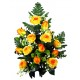 GERBE ROSES ET BOUTONS JAUNE ORANGER X14 EUCALY