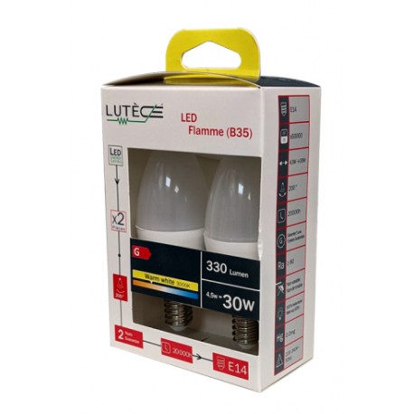 BL 2 AMPOULES LED E14 FLAMME 4.5W 30W