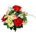 BOUQUET ROSE ET GYPSO X24 ROUGE HT40CM