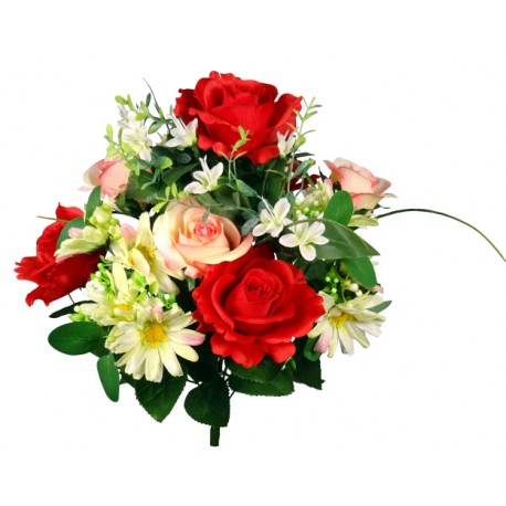 BOUQUET ROSE ET GYPSO X24 ROUGE HT40CM