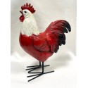 COQ ROUGE ET BLANC H 21CM RESINE