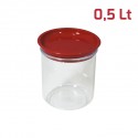 Boîte alimentaire ronde LIKE 0,5 L avec couvercle rouge