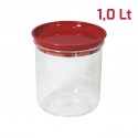 Boîte alimentaire ronde LIKE 1 L avec couvercle rouge