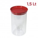 Boîte alimentaire ronde LIKE 1,5 L avec couvercle rouge